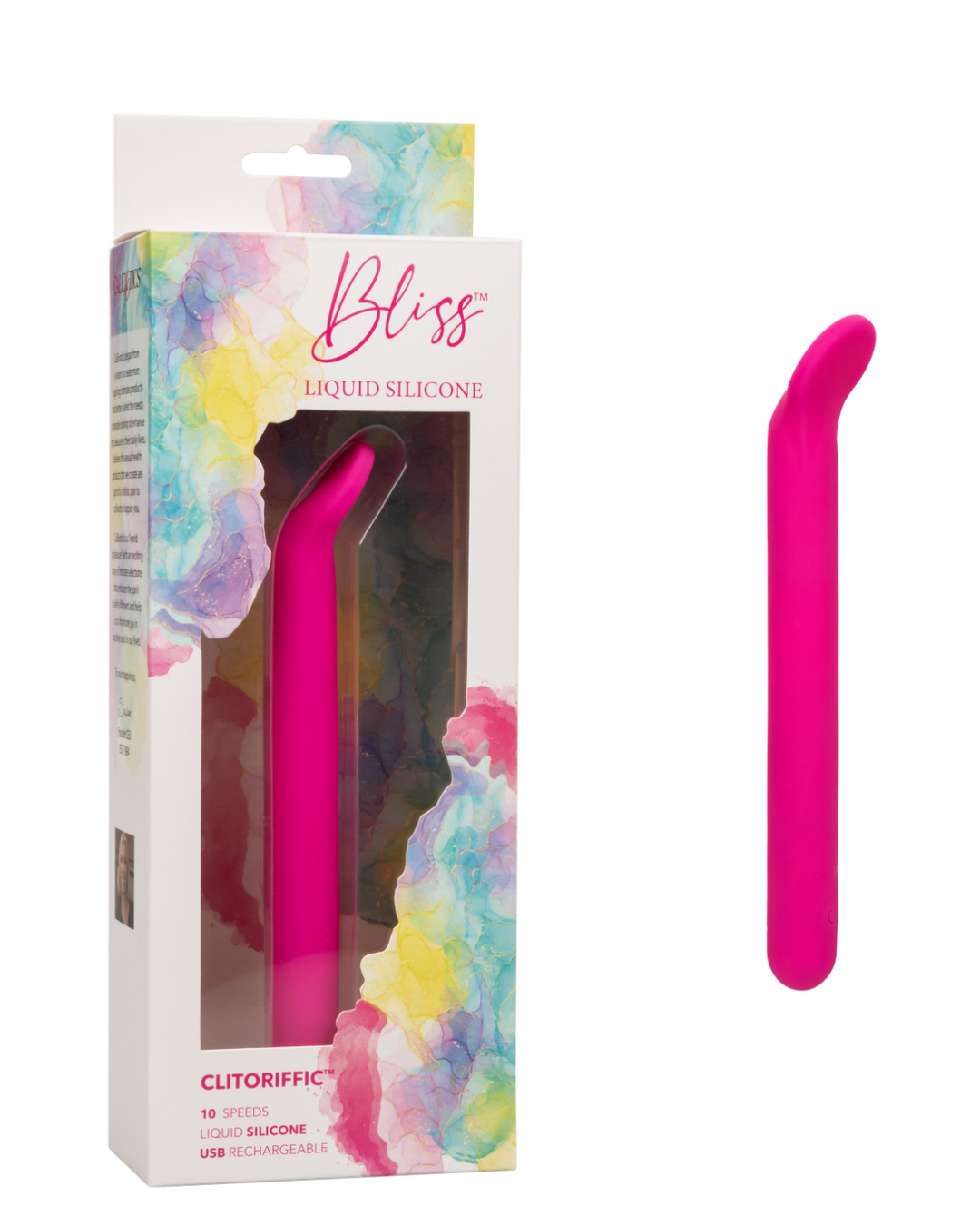 Bliss Clitoriffic Broad Tip Clitoral Vibrator next to product box
