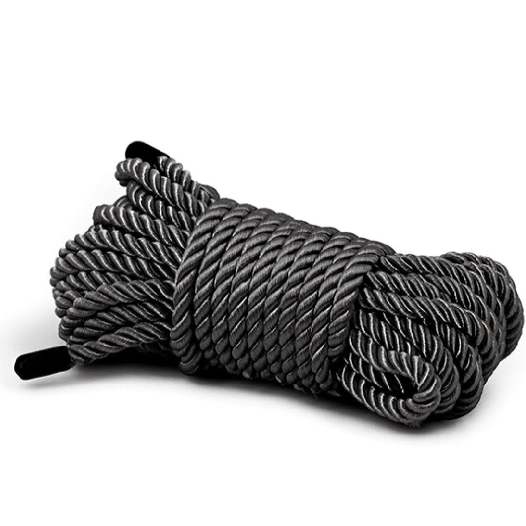 Bondage Couture Rope 25 Feet - Black bundled up on white background