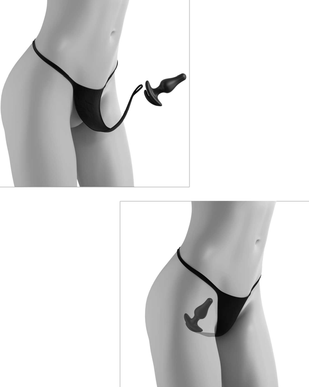 Hookup Crotchless Garter Panties & Butt Plug - Size XL-XXL
