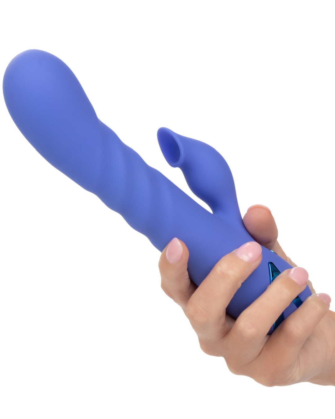 California Dreaming LA Love Rabbit Vibrator with Clitoral Suction in model's hand