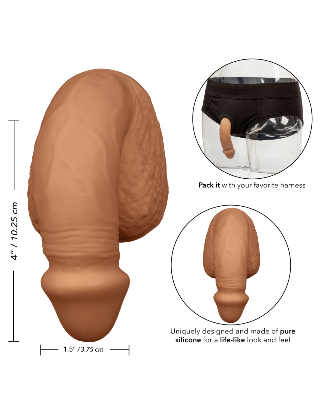 Packer Gear Silicone Packing Penis 4 Inch - Caramel
