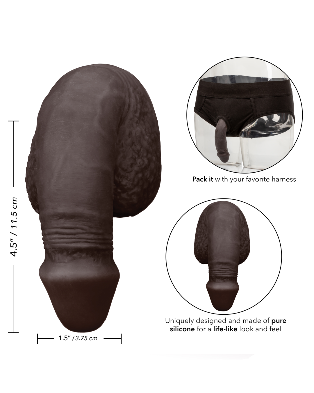 Packer Gear Silicone Packing Penis 5 Inch - Chocolate