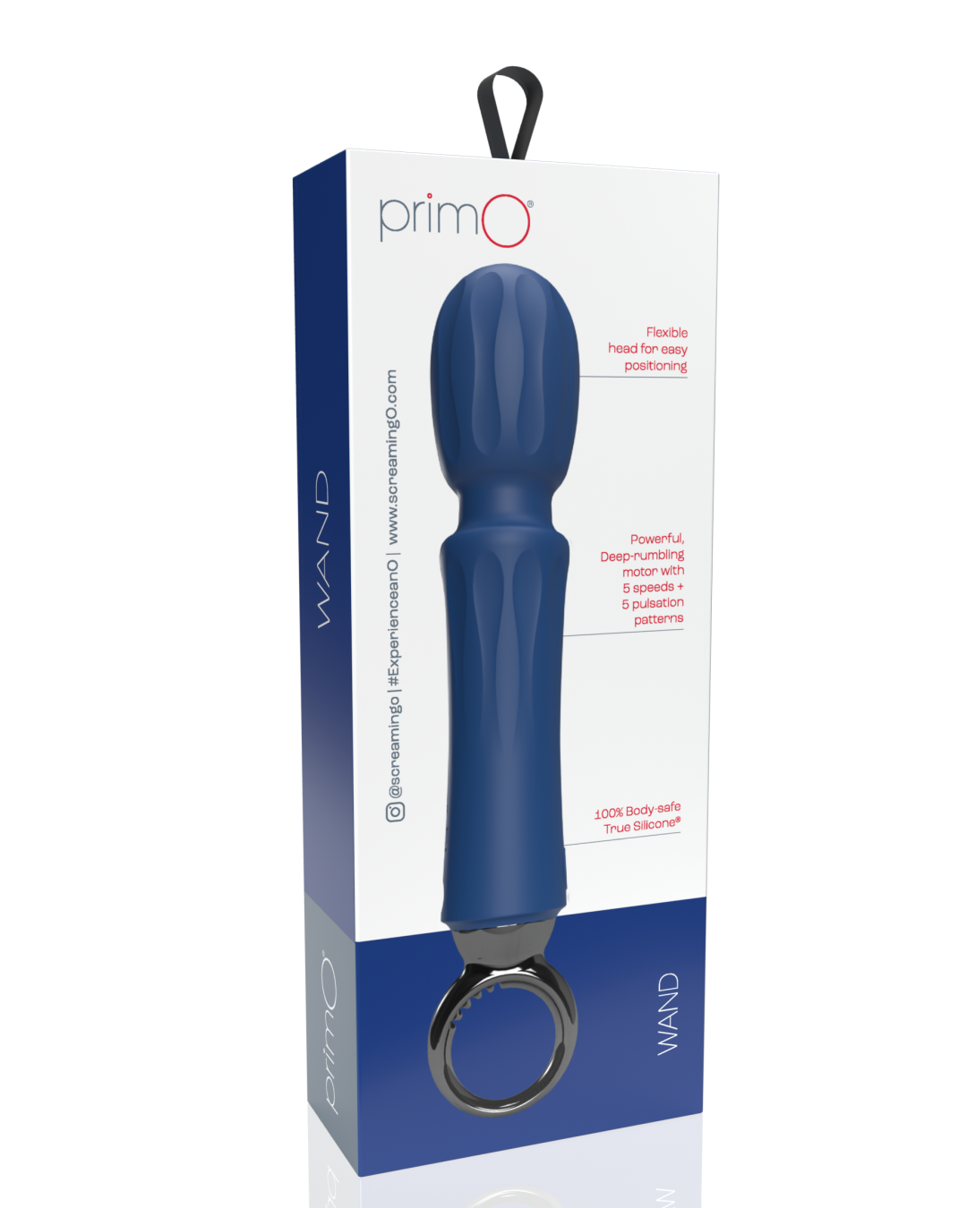Screaming O Primo Wand Vibrator with Finger Loop back of box
