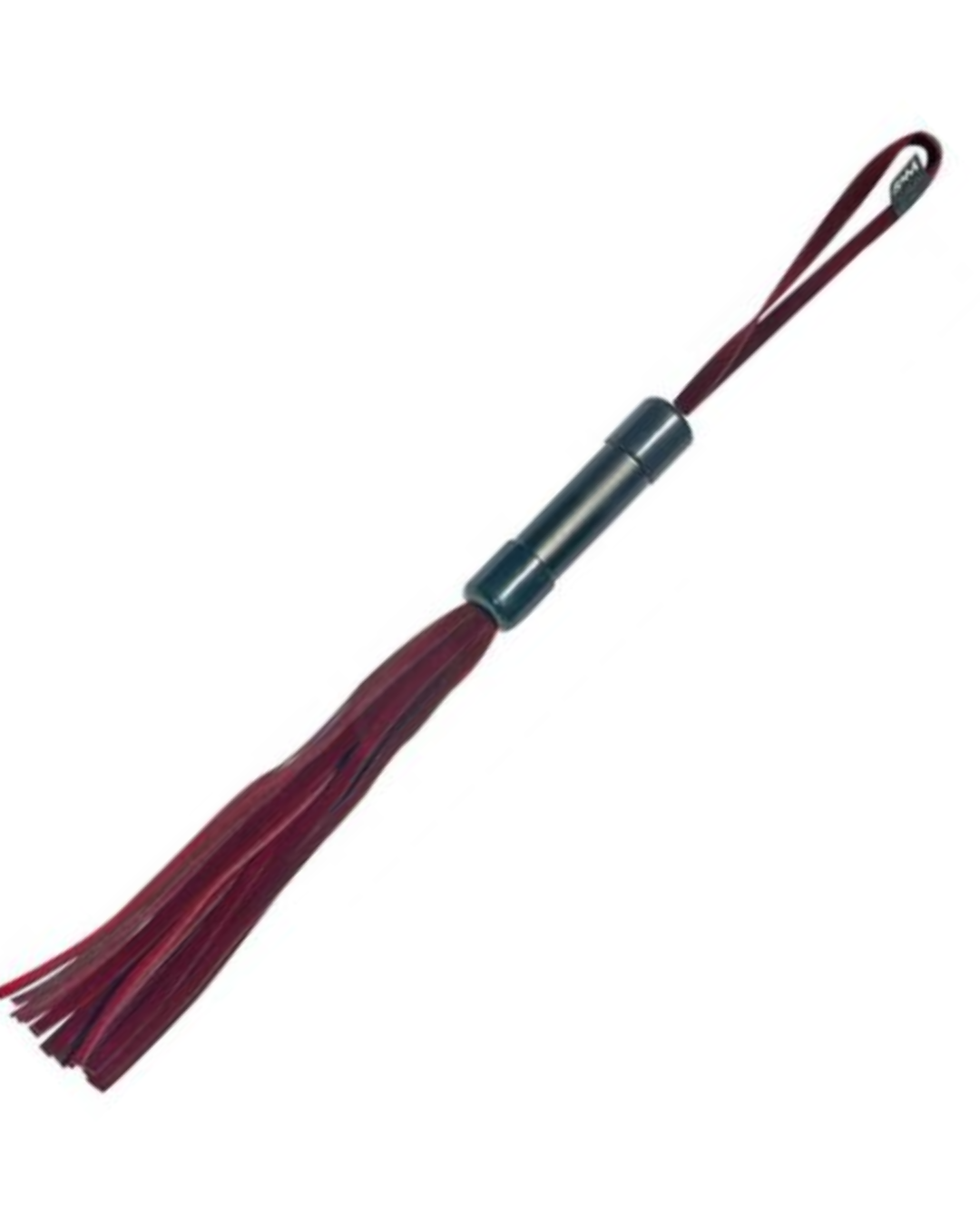 Burgundy and Black Sex and Mischief Enchanted Flogger on an angle
