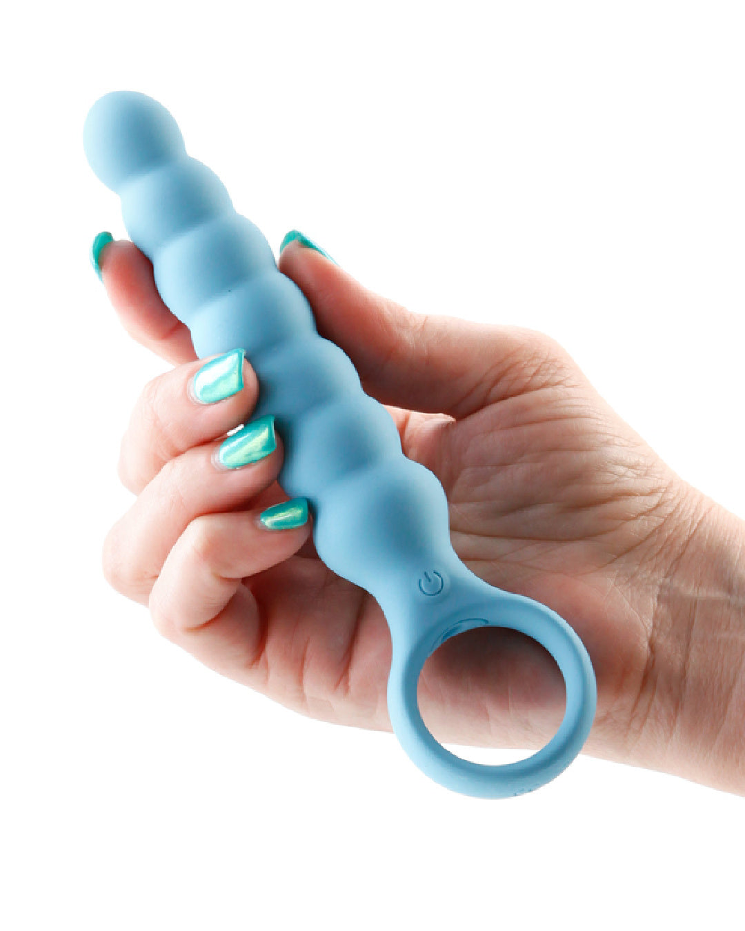 Lucent Vibrating Anal Probe with Finger Loop in model's hand