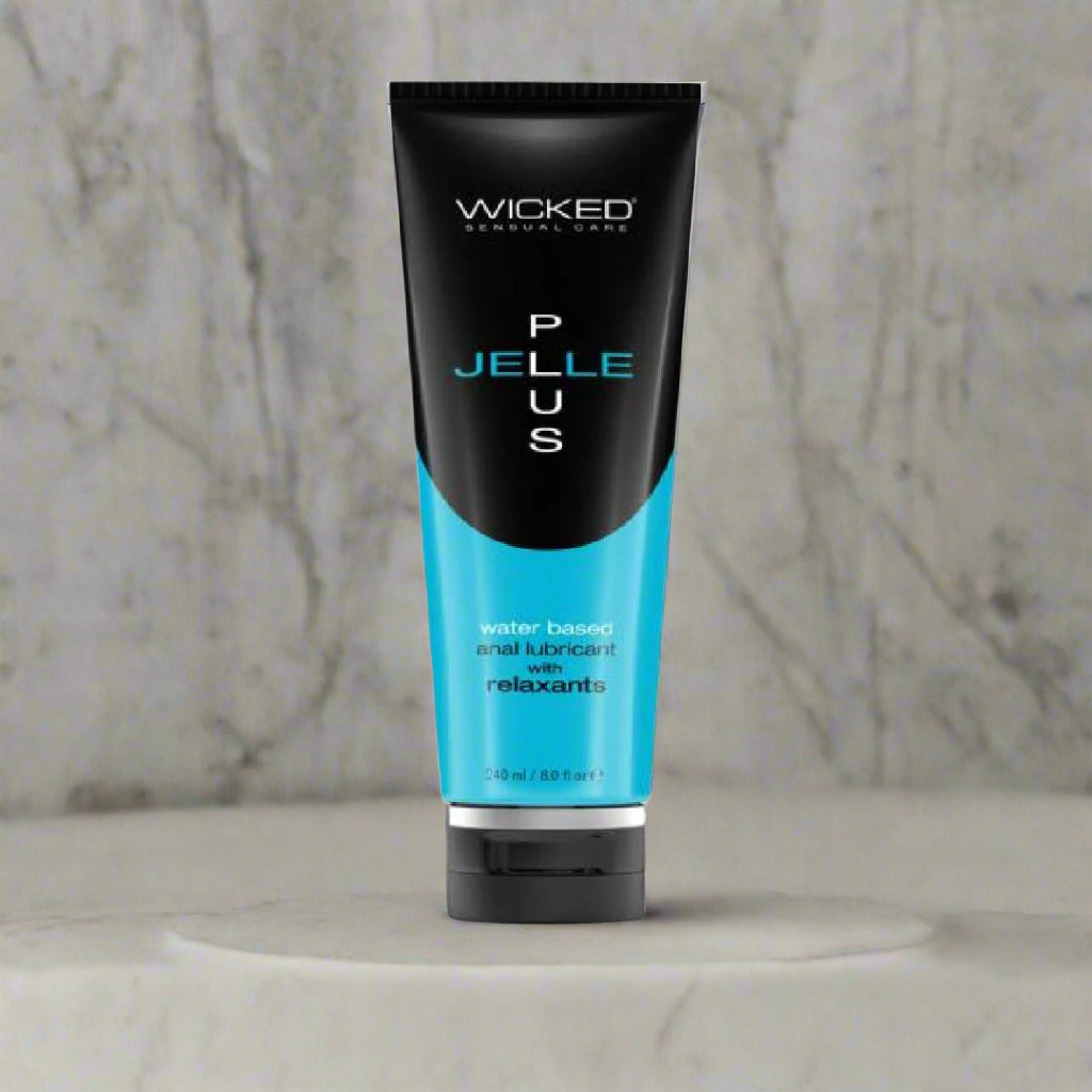 Wicked Jelle Plus Anal with Relaxant - 8oz teal and black bottle