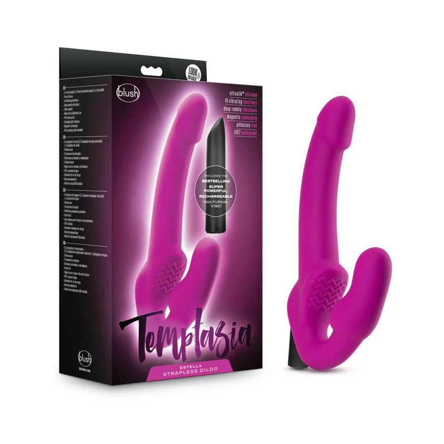 Estella 9.5 inch Vibrating Strapless Strap-On Dildo