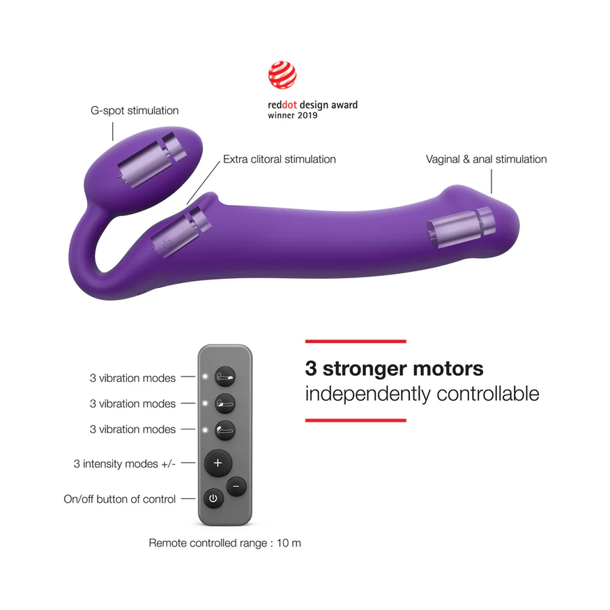Lovely Planet Vibrating Strapless Strap-on Purple- Medium