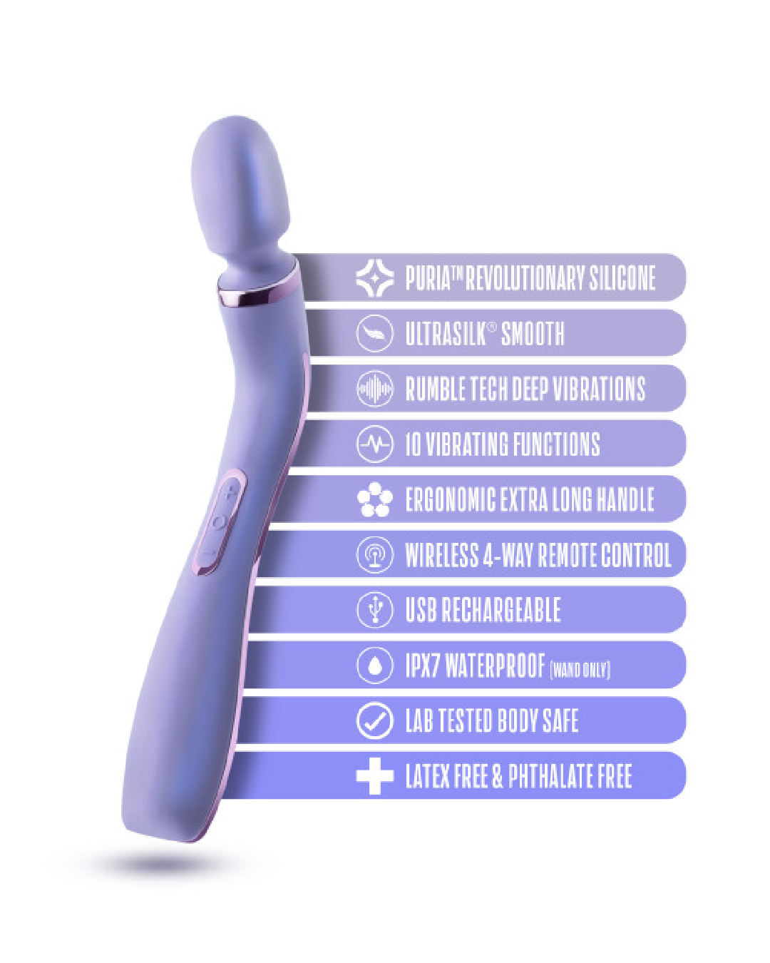 Wellness Eternal Slim Ergonomic Powerful Remote Control Wand - Lavender