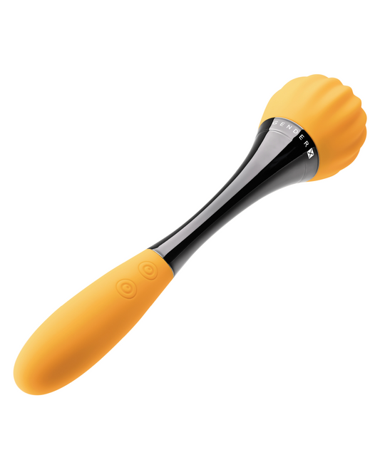 Gender X Sunflower Double Ended Waterproof Dual Motor Vibrator laid diagonally