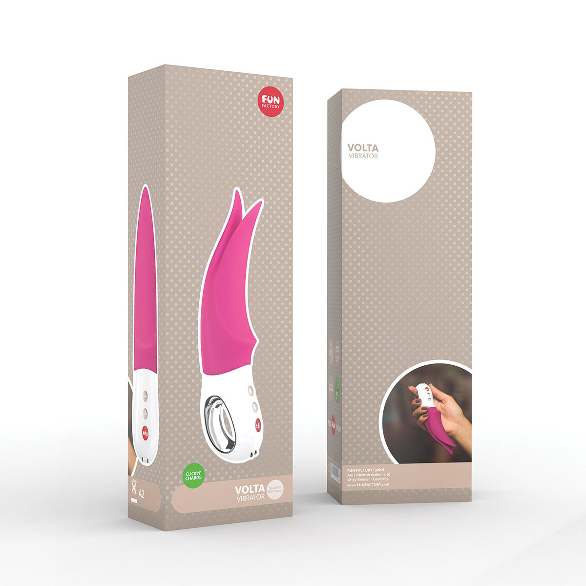 Fun Factory Volta Rechargeable External Vibrator - Blackberry in the box