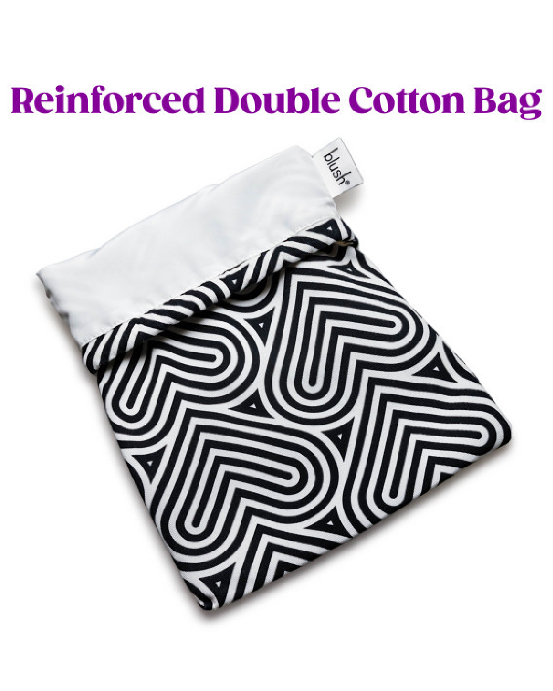 Blush Bomba Black & White Sex Toy Storage Bag top folded down