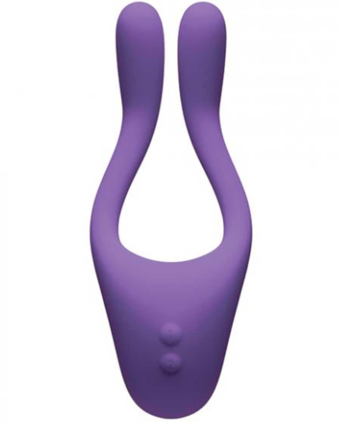 Tryst V2 Bendable Multi Purpose Vibrator with Remote - Purple against a white background face on to the camera showing control buttons