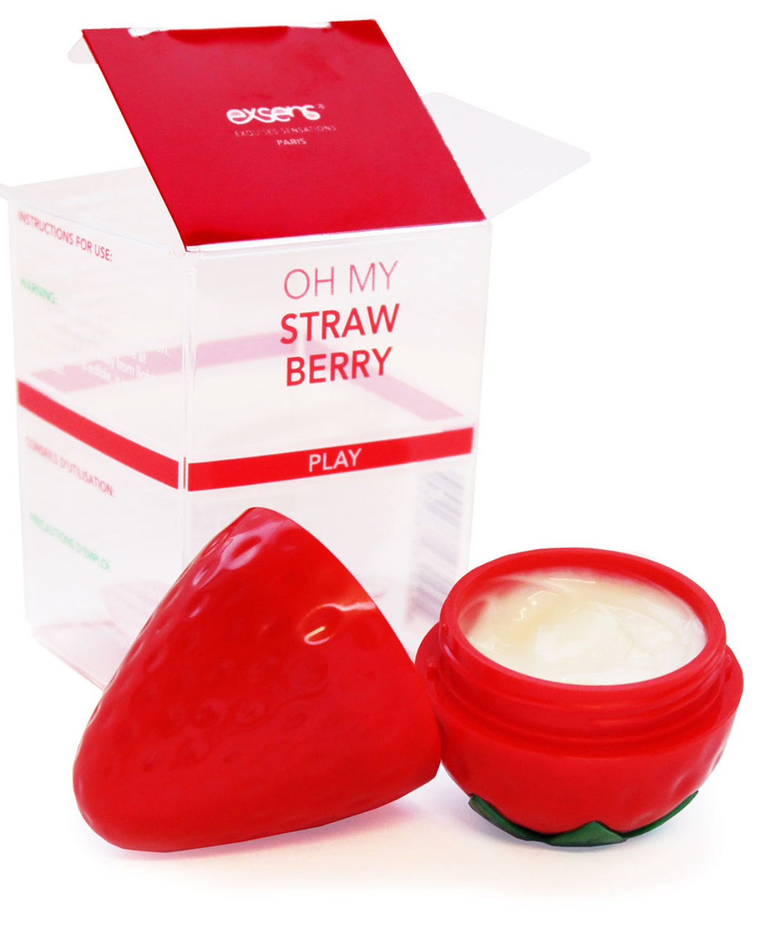 Exsens Oh My Strawberry Flavored Nipple Arousal Cream - 8ml open container with the box