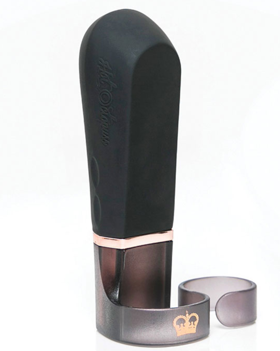 Hot Octopuss Digit Silicone Rechargeable Finger Vibrator against a white background view of the finger loops