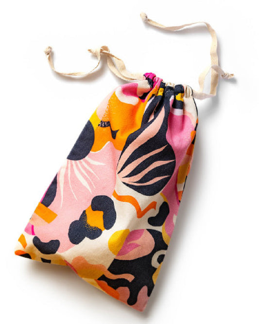 Blush Burst Colorful Toy Storage Bag on white background