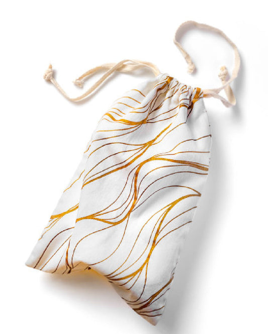 Blush Embrace White & Gold Toy Storage Bag laying down