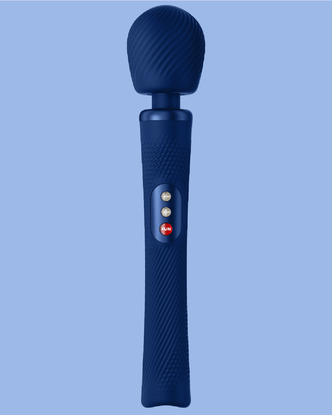 Fun Factory Vim Flexible Wand Vibrator - Blue upright on blue background