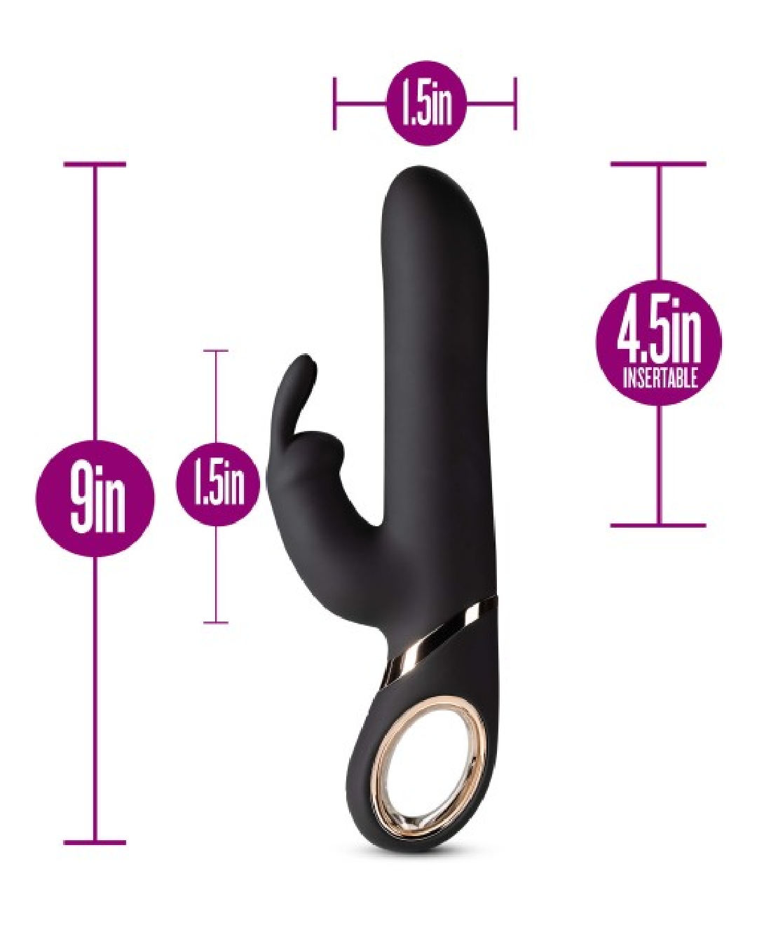 Lush Victoria Gyrating 3 Motor Rabbit Vibrator with measurements