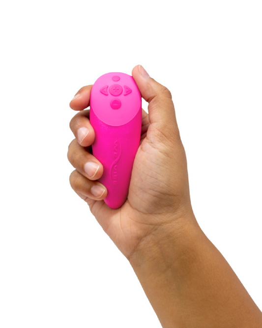We-Vibe Chorus Remote & App Controlled Couples' Vibrator - Blue remote held in a hand