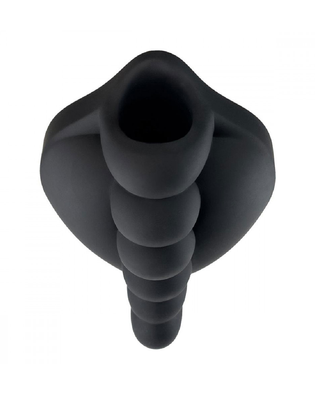 Honeybunch Textured Dildo Base with Vibrator Pocket for Harness Play - Black without bullet