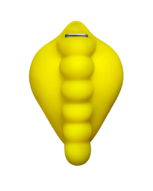 Honeybunch Textured Dildo Base with Vibrator Pocket for Harness Play - Yellow