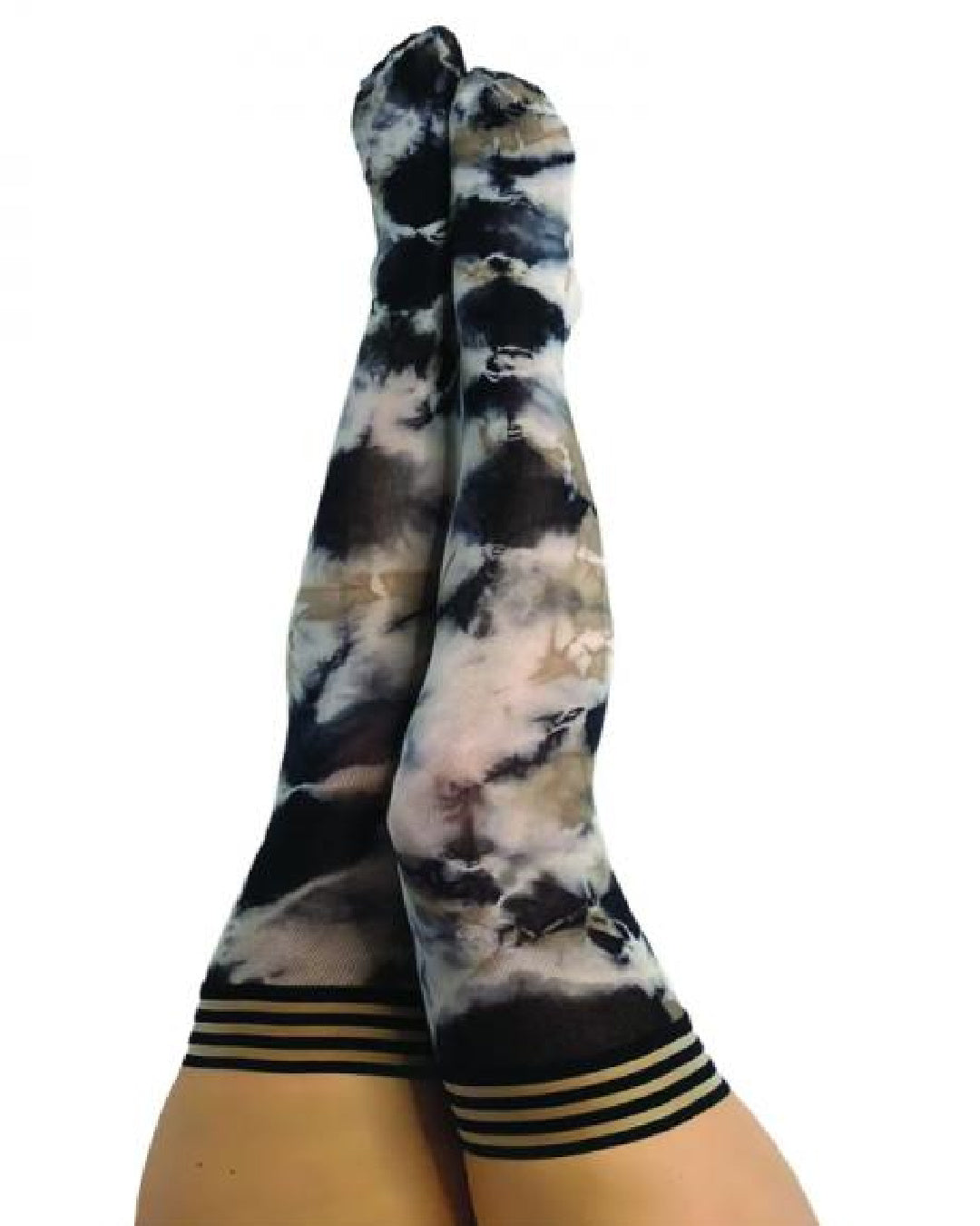 Kix'ies Mackenzie Black and White Tie Dye Thigh Highs (sizes A-D)