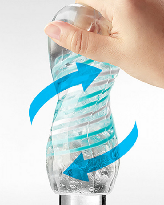 Tenga Spinner Penis Masturbation Cup 04 Pixel held in a hand showing the twisting motion