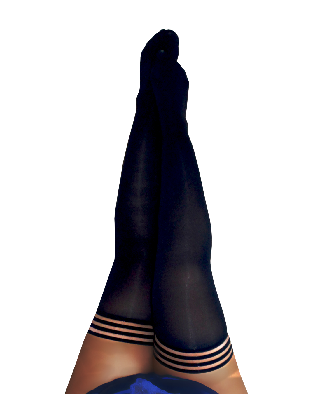Kix'ies Danielle Opaque Black Thigh Highs (sizes A-D)