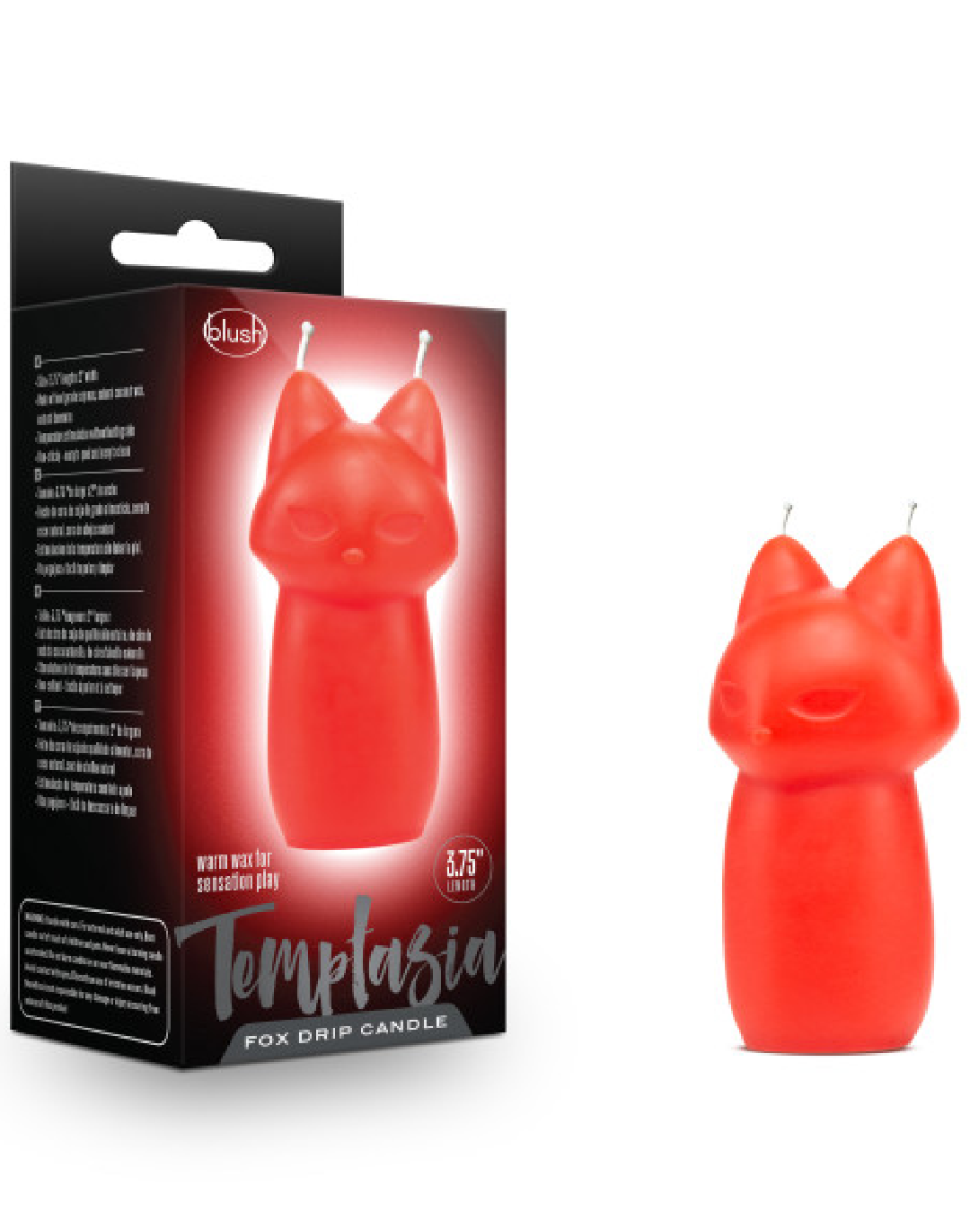 Temptasia Fox Drip Candle by Blush Novelties product and box