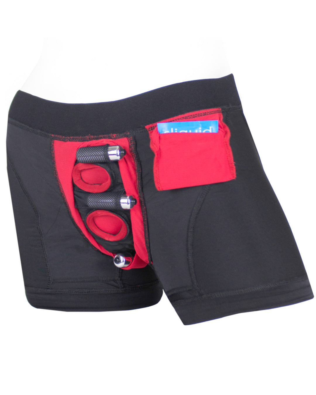 Spareparts Tomboii Plus Size Packing Boxer Briefs - Black & Red Nylon