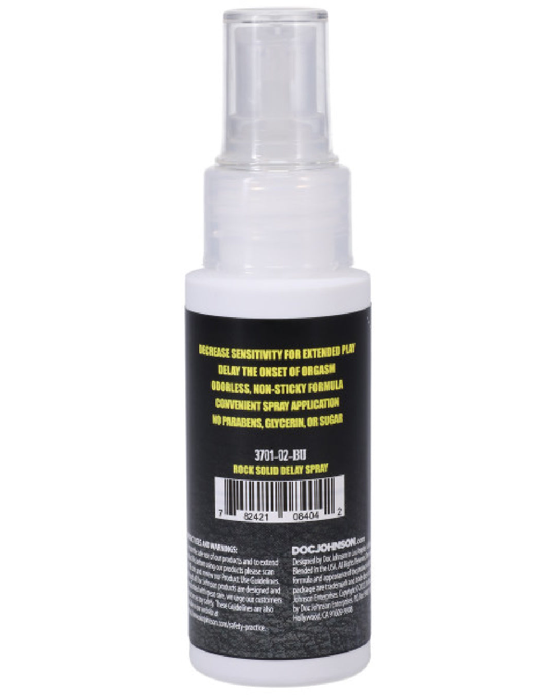 Rock Solid Ejaculation Delay Spray - 2oz back of bottle