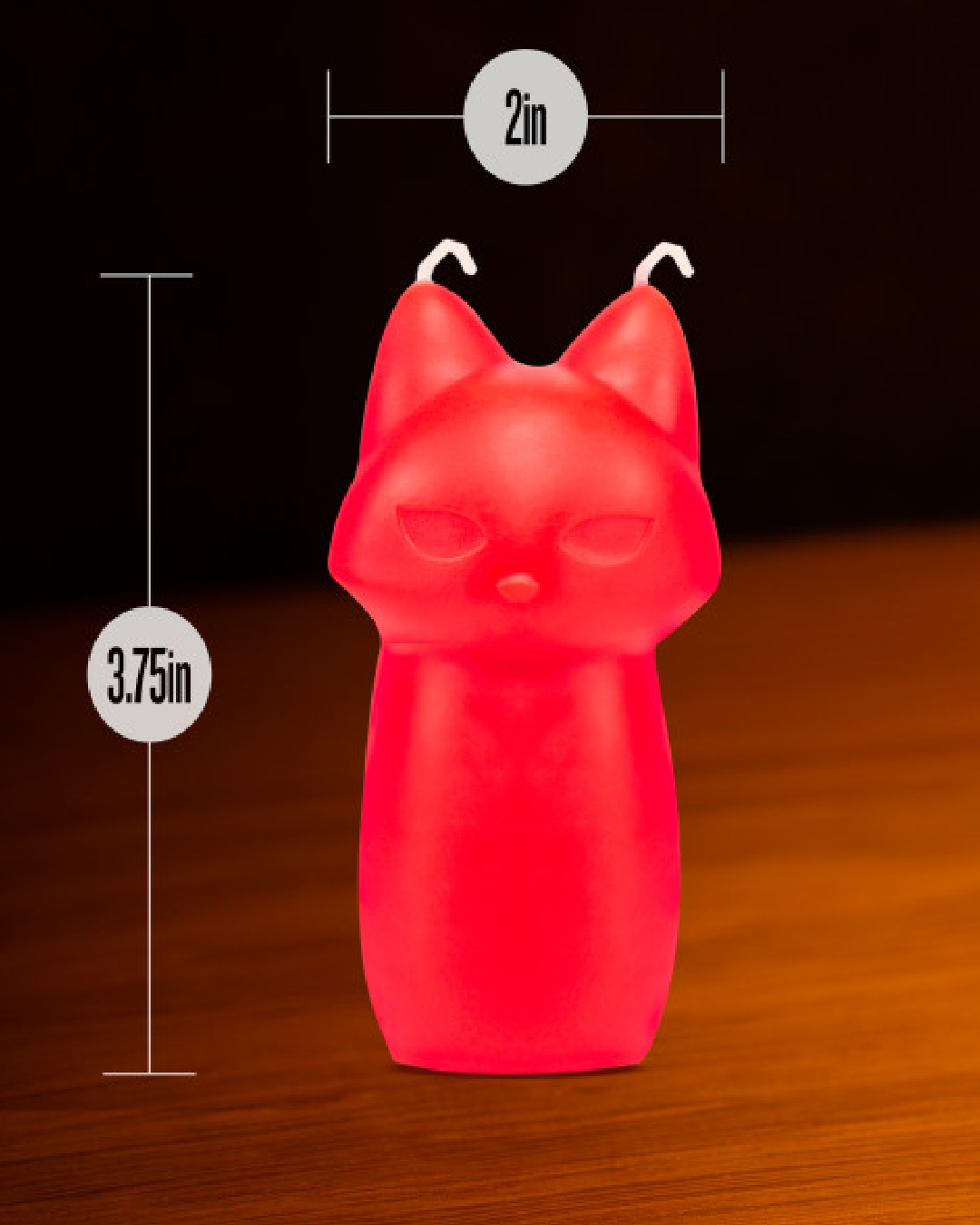 Temptasia Fox Drip Candle by Blush Novelties shows product dimensions