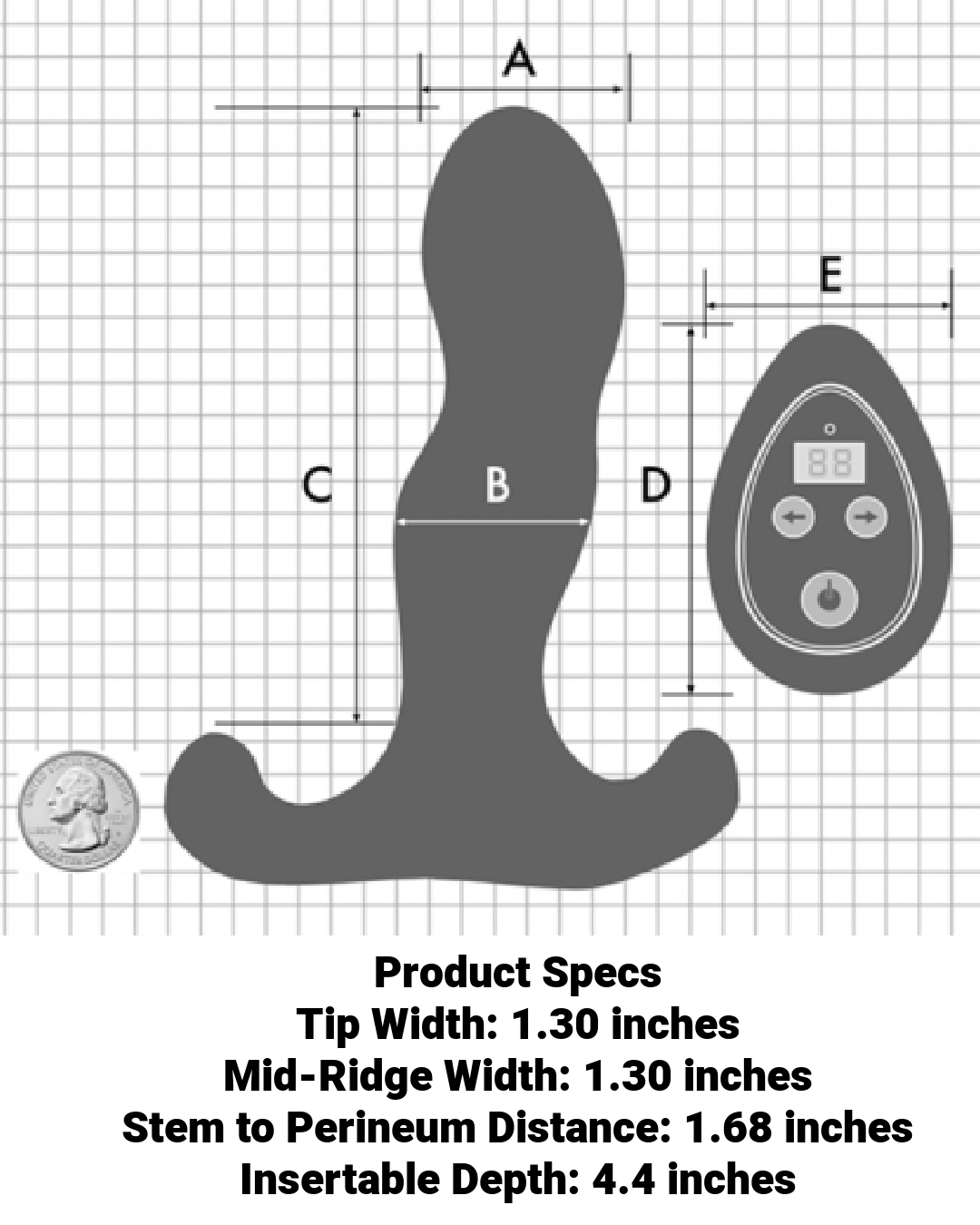 Aneros Vice 2 Vibrating Remote Control Prostate Stimulator with measurements