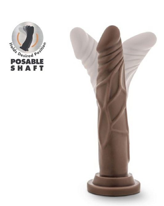 Dr Carter 7 Inch Silicone Dildo - Chocolate showing it's bendable
