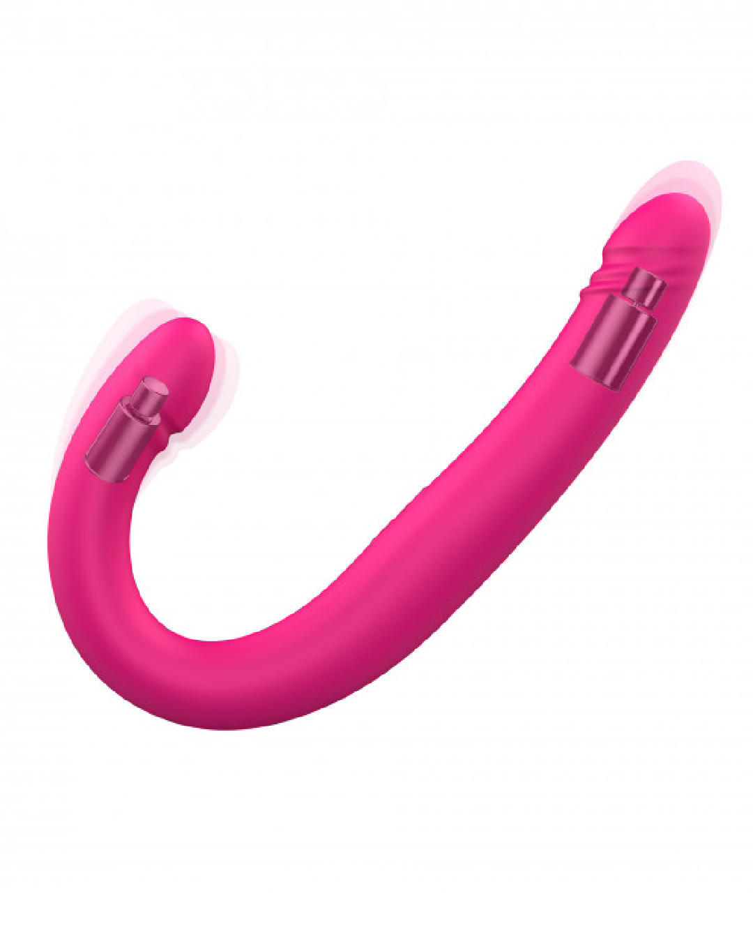 Orgasmic Double Duo 16.5 Inch Vibrating, Thrusting Pink Dildo showing both internal motors