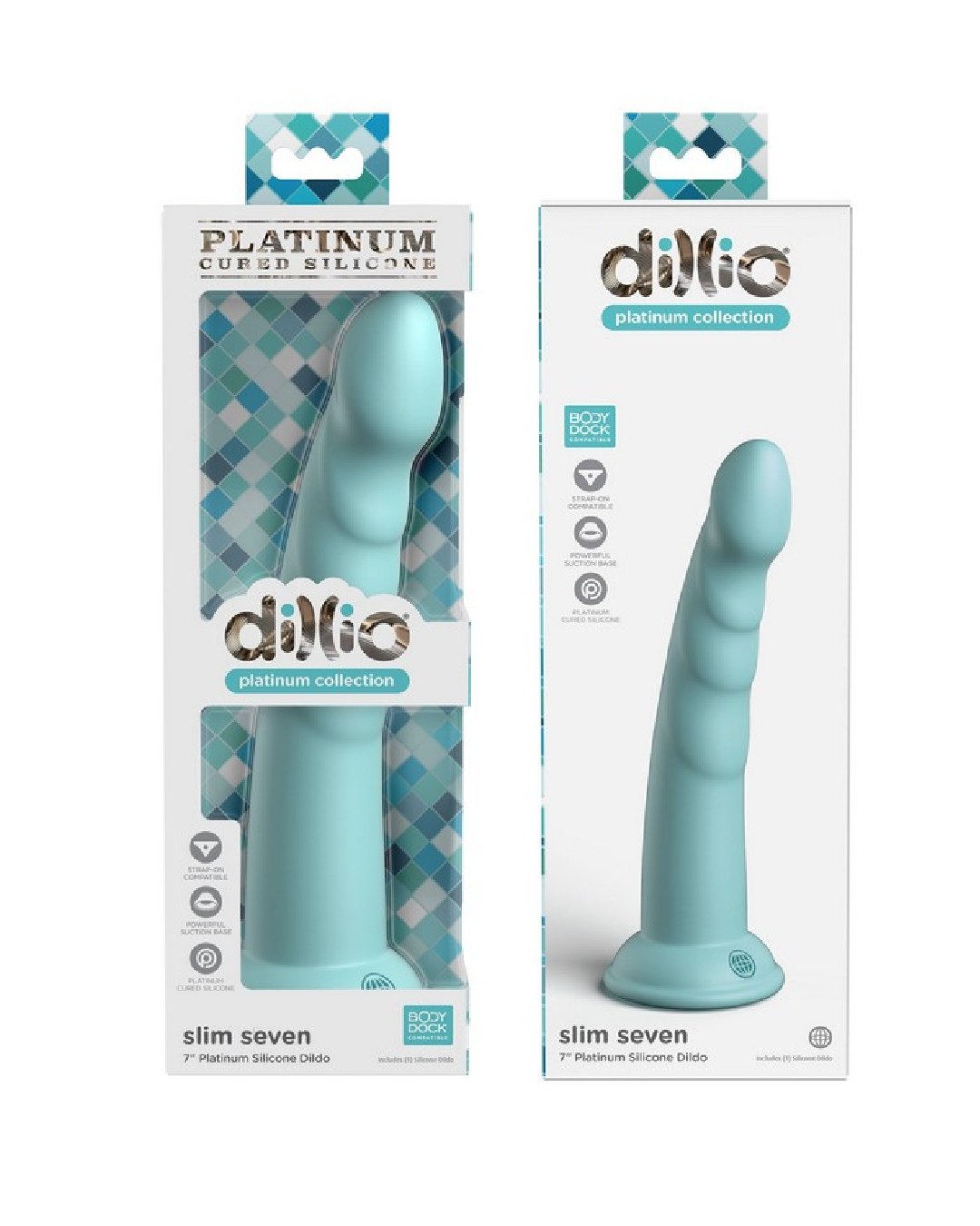 Dillio Platinum Slim Seven 7 Inch Dildo - Teal box