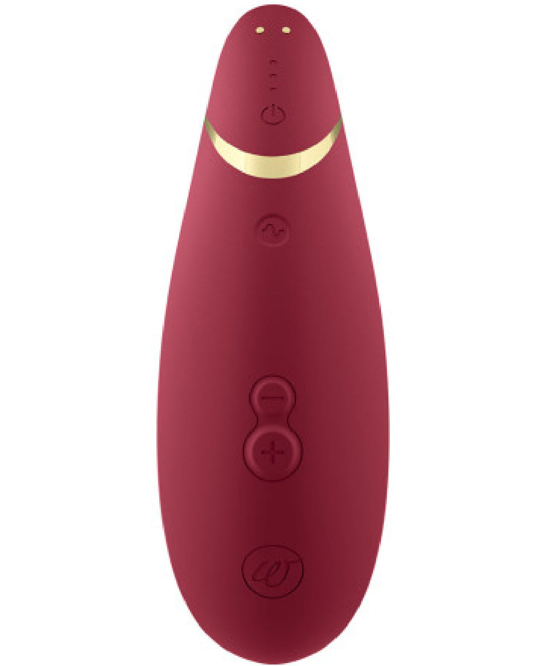 Womanizer Premium 2 Pleasure Air Clitoral Stimulator -Bordeaux back view showing controls