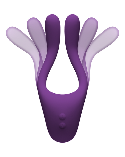 Tryst V2 Bendable Multi Purpose Vibrator with Remote  - Purple shown with the arms in various positions to show its flexibility