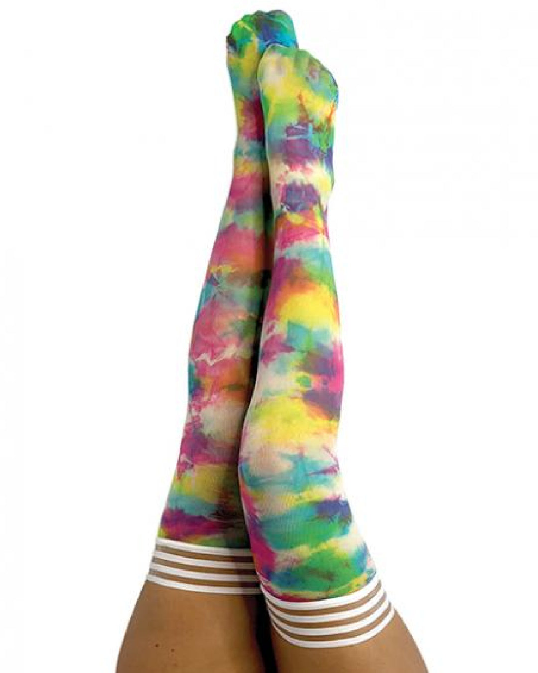Kix'ies Gilly Rainbow Tie-dye Thigh Highs (sizes A-D)
