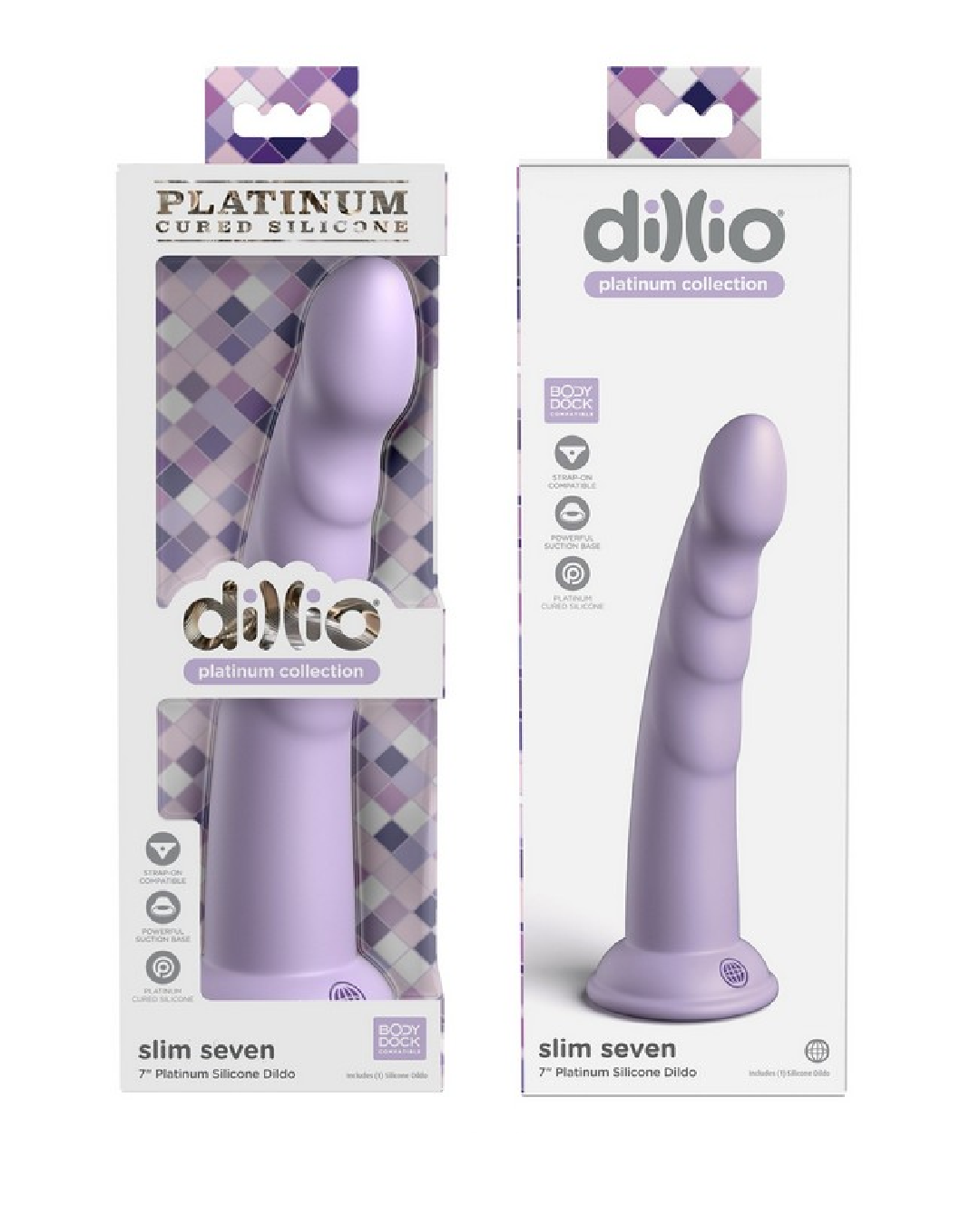 Dillio Platinum Slim Seven 7 Inch Dildo - Purple boxes
