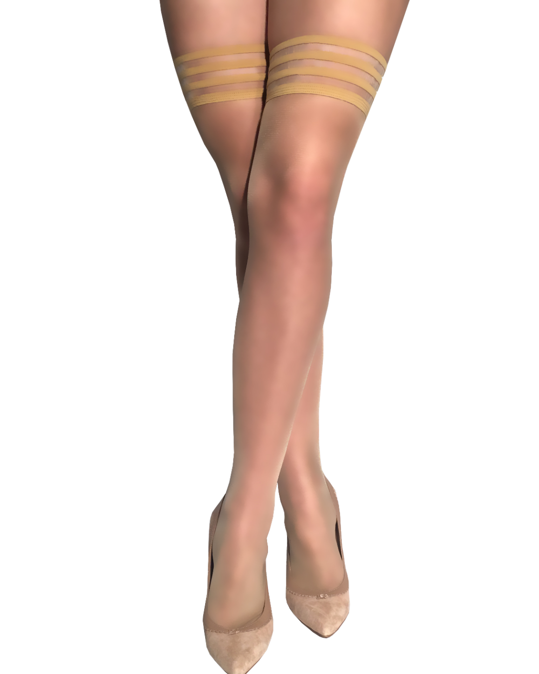 Kix'ies Jenny Silky Champagne Nude Thigh Highs (sizes A-D)