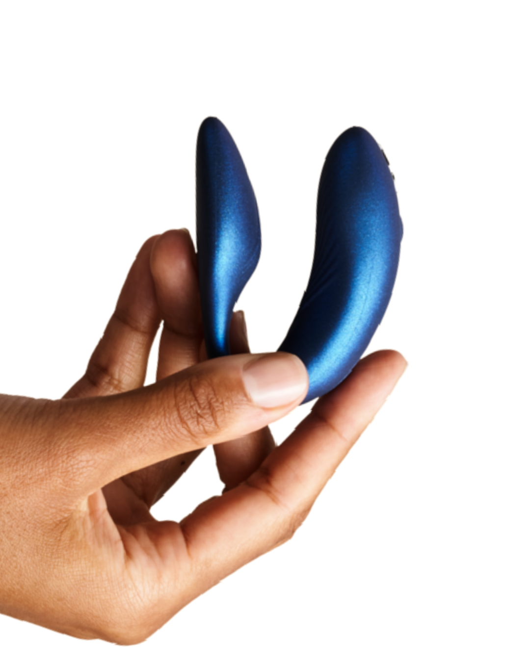 We-Vibe Chorus Remote & App Controlled Couples' Vibrator - Cosmic Blue held in a hand