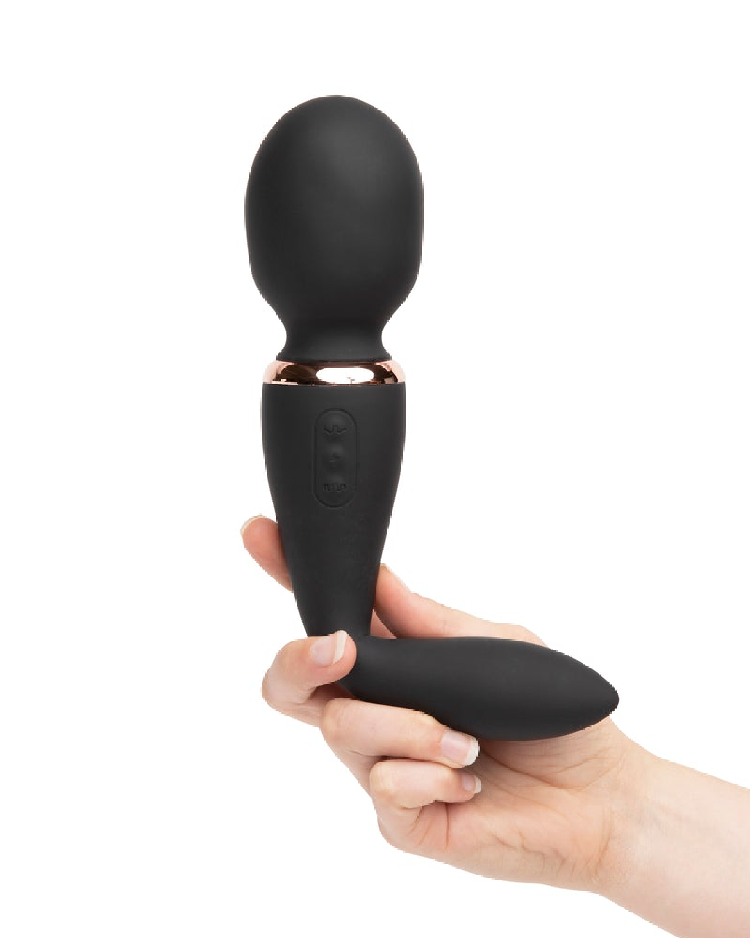 Alluvion XLR8 Powerful Double Ended Bendable Wand - Black held in a hand