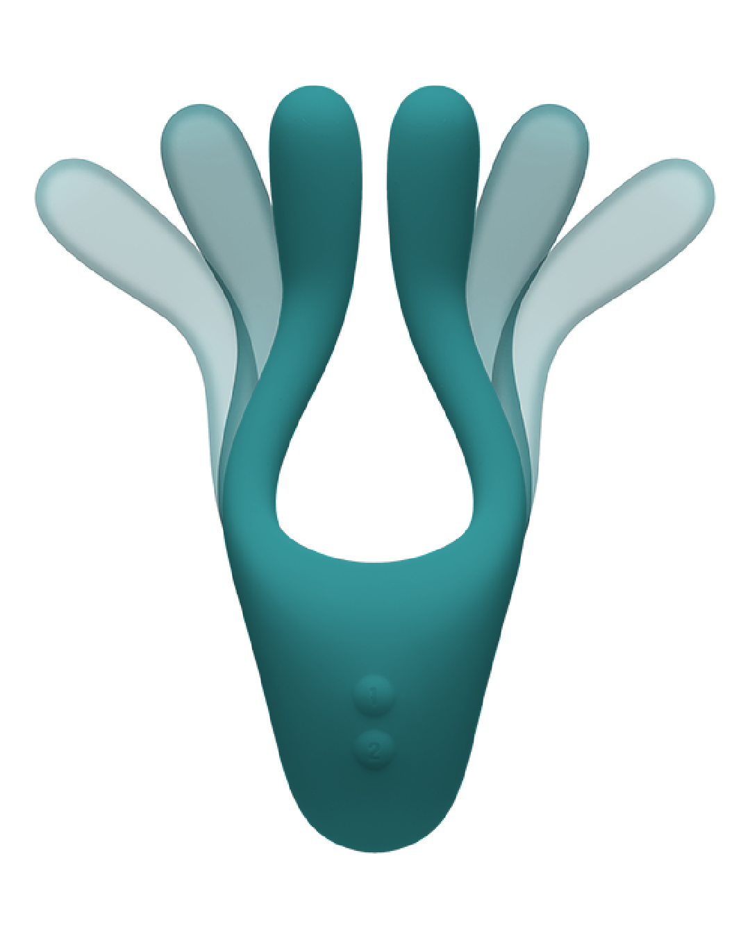 Tryst V2 Bendable Multi Purpose Vibrator with Remote - Teal shown with the arms in various positions to show its flexibility