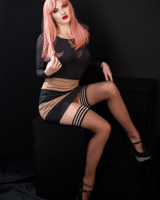 Kix'ies Marissa Sheer Chocolate Thigh Highs (Size A-D)