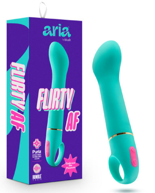 Aria Flirty AF G-Spot Vibrator -Teal next to product box