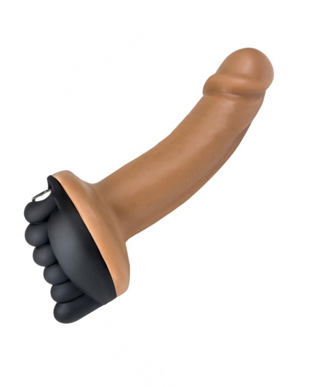 Honeybunch Textured Dildo Base with Vibrator Pocket for Harness Play - Black on dildo - not included