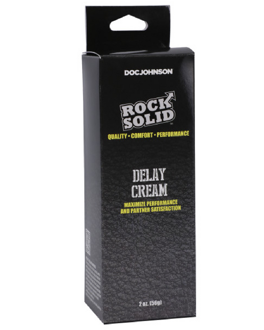 Black box with yellow and white writing Rock Solid Ejaculation Delay Cream - 2oz