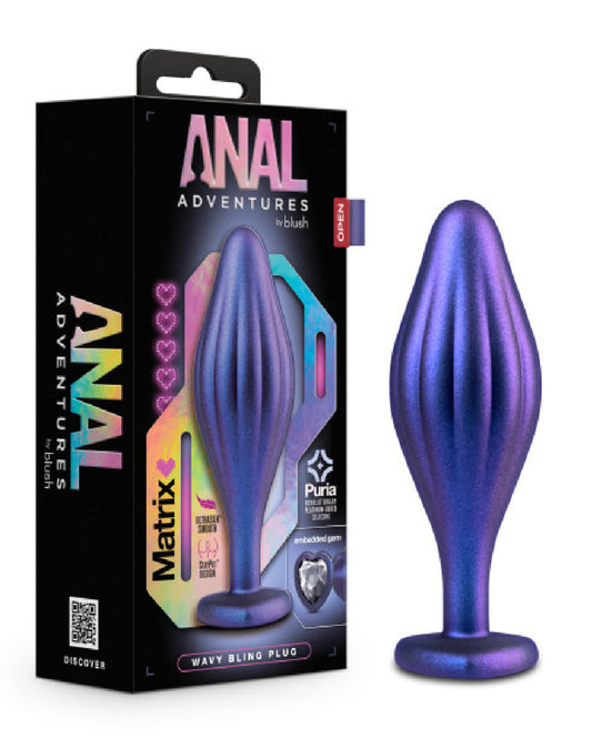 Anal Adventures Matrix Wavy Bling Butt Plug plug next to box